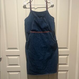Denim&Co Blue Denim Dress with Red Accents